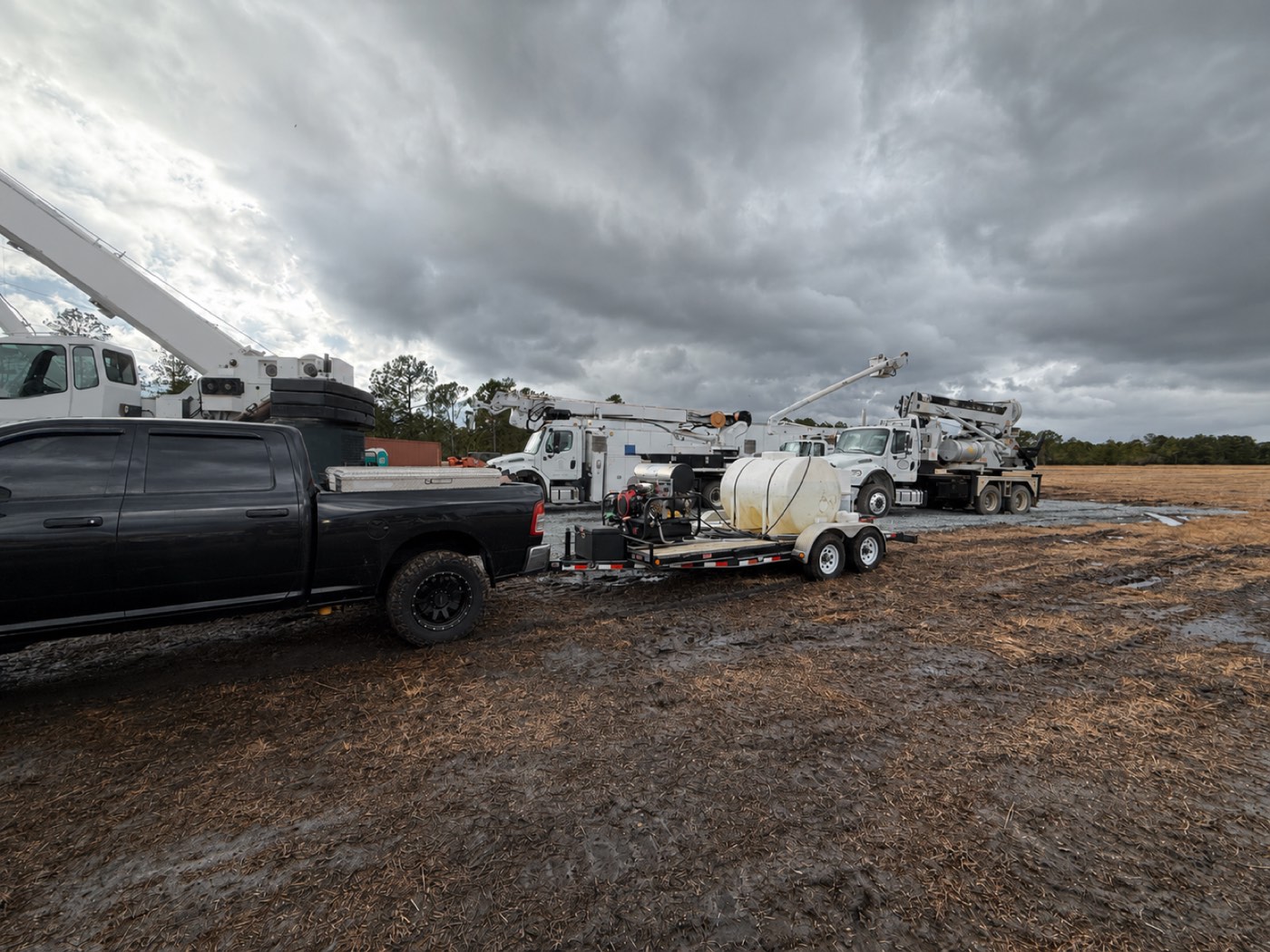 Arriving at site — storm sky